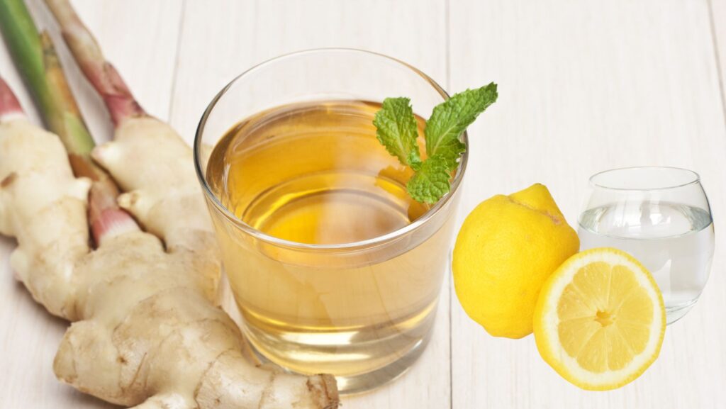 lemon water, apple cider vinegar, and ginger tea